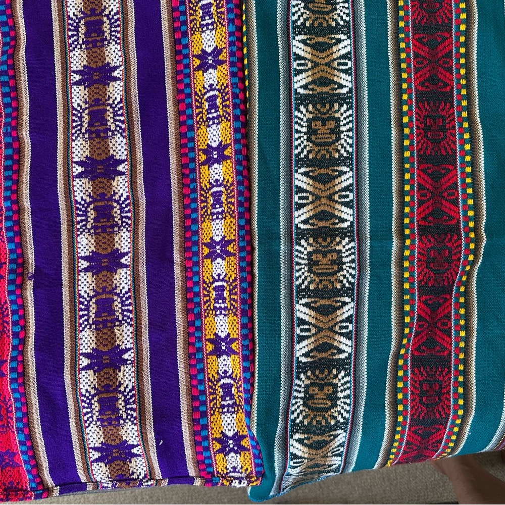 Two Peruvian colorful tapestry
